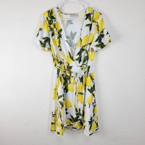 Dress Forum Los Angeles Short Sleeve Lemon Wrap Mini Dress